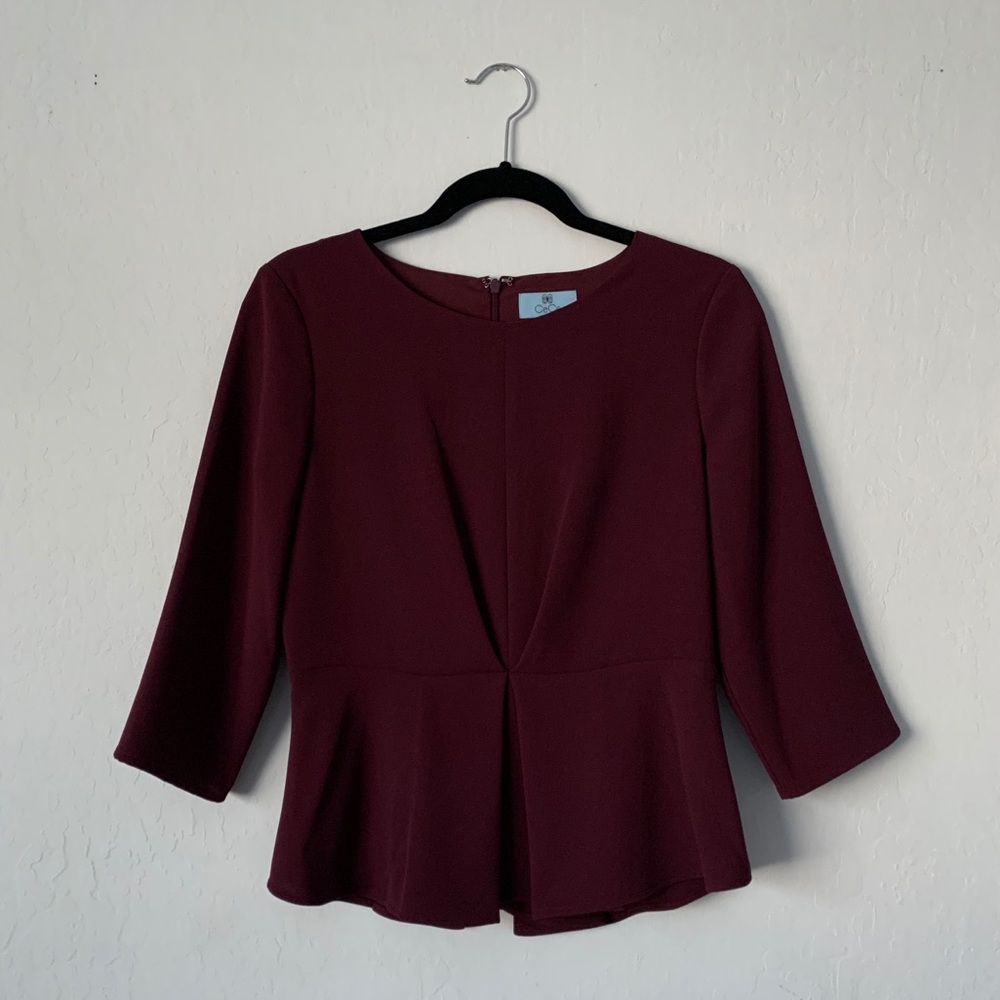 CeCe maroon peplum blouse